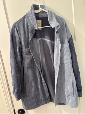 Stoosh Light Blue Corduroy Button-Down Shirt Jacket